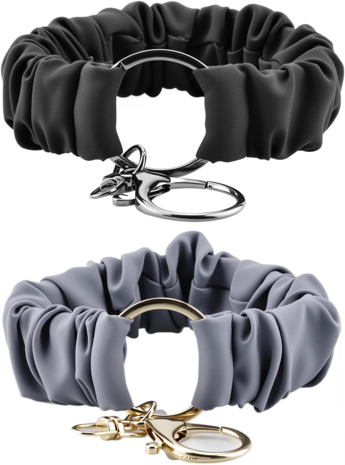 Bracelet Keychain, Stretchy Wristlet Key Chain for Car Keys with Metal Holder Clip, Cute Scrunchie Wristband