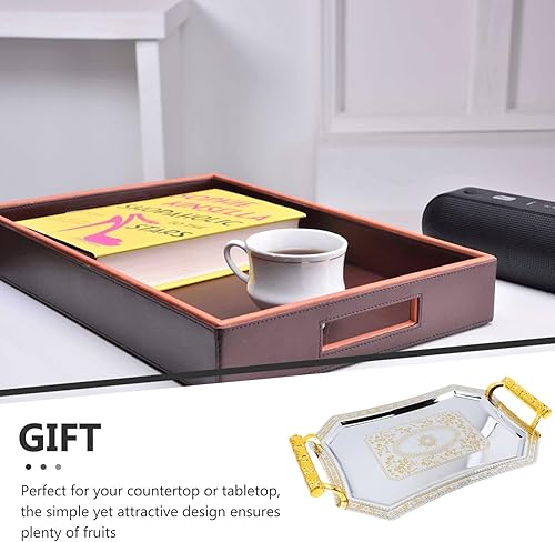 Miniatura 9 de Bandeja de fruta de acero inoxidable Bandeja rectangular para servir café de acero inoxidable, plato de bebida de té, postre de frutas, bandeja de