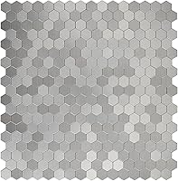 Vista 1 de Protector contra salpicaduras de acero inoxidable hexagonal despegar y pegar, azulejos de pared autoadhesivos de aluminio despegar y pegar