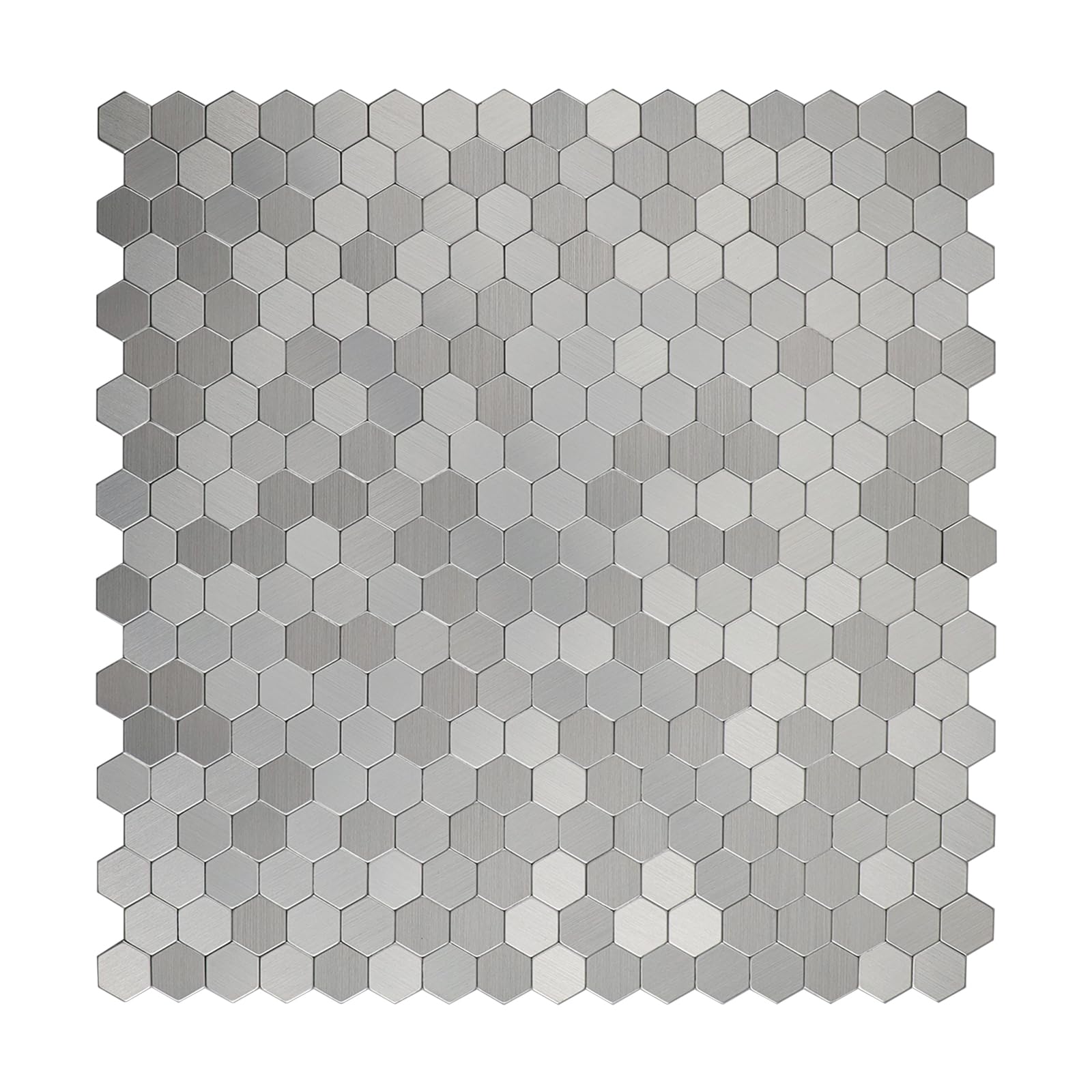 Mosaico hexagonal de aluminio autoadhesivo con acabado metálico premium para paredes de cocina
