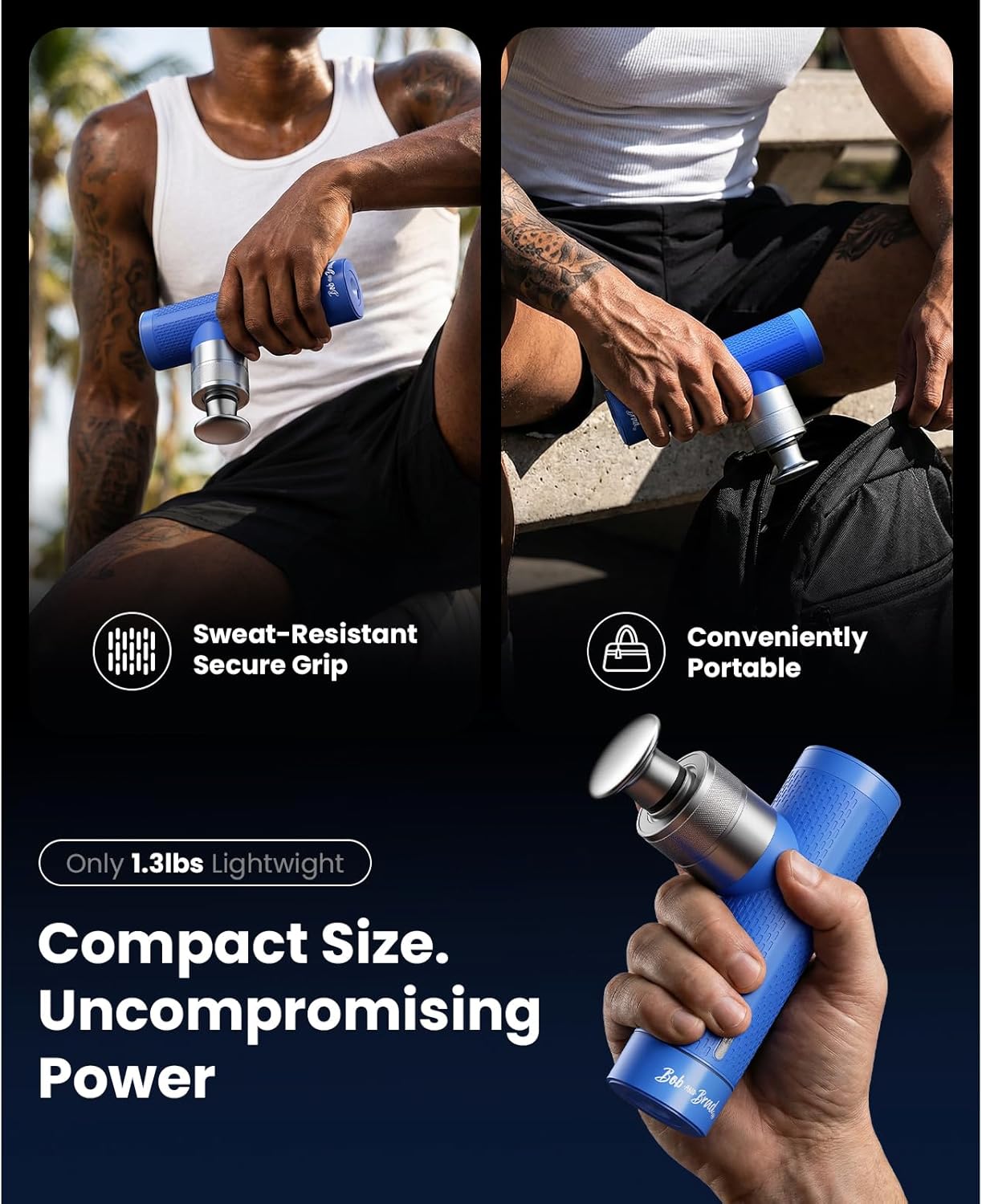 BOB AND BRAD A7 Deep Tissue Massage Gun FSA-HSA Eligible, 11mm Amplitude Percussion Massager for Back & Neck Pain Relief, Portable Muscle Recovery Gun with Metal Head, Quiet, Gift for Athletes