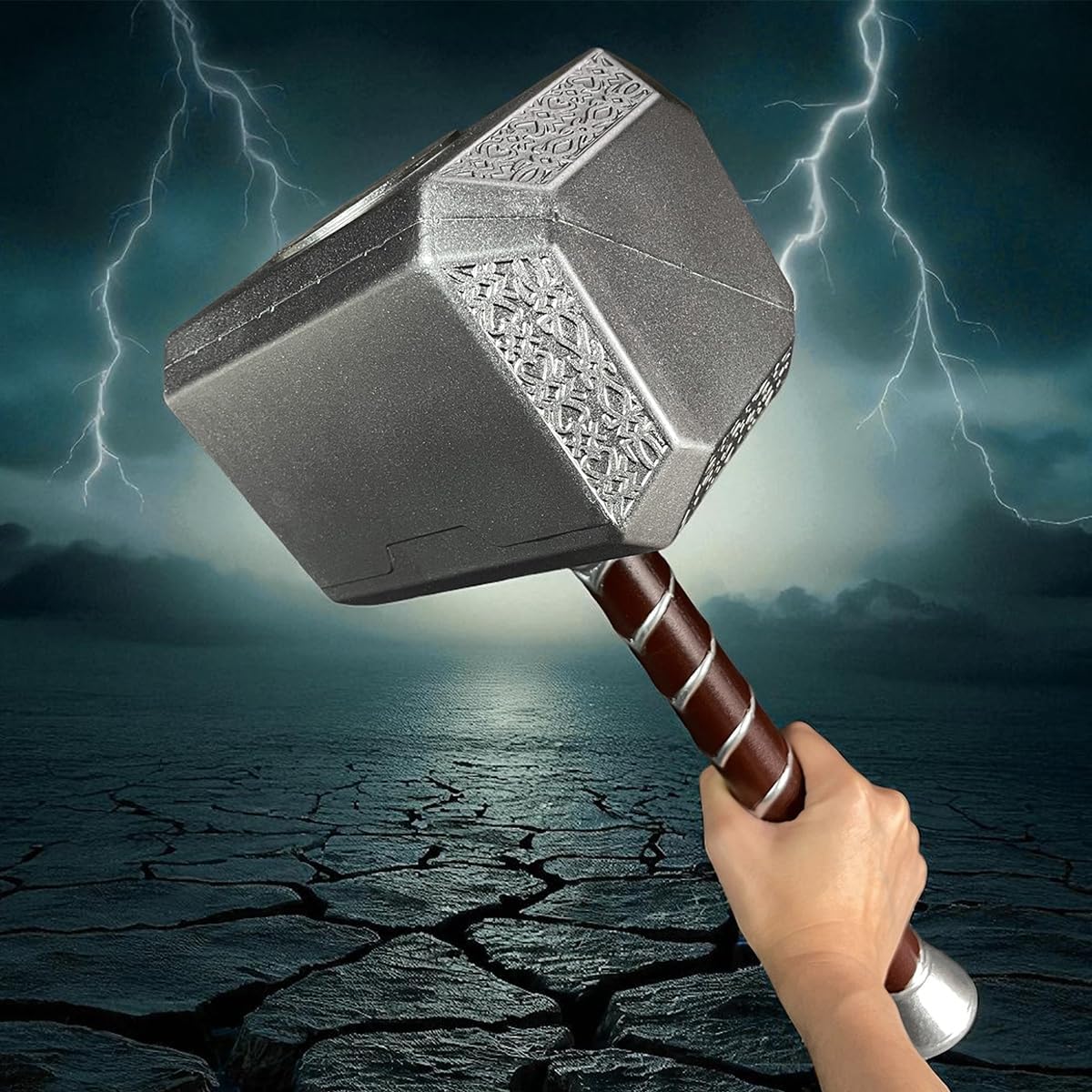 otaku gear 17" Foam Norse Thunder God Hammer Prop Replica for Costume, Cosplay, and Collection Silver
