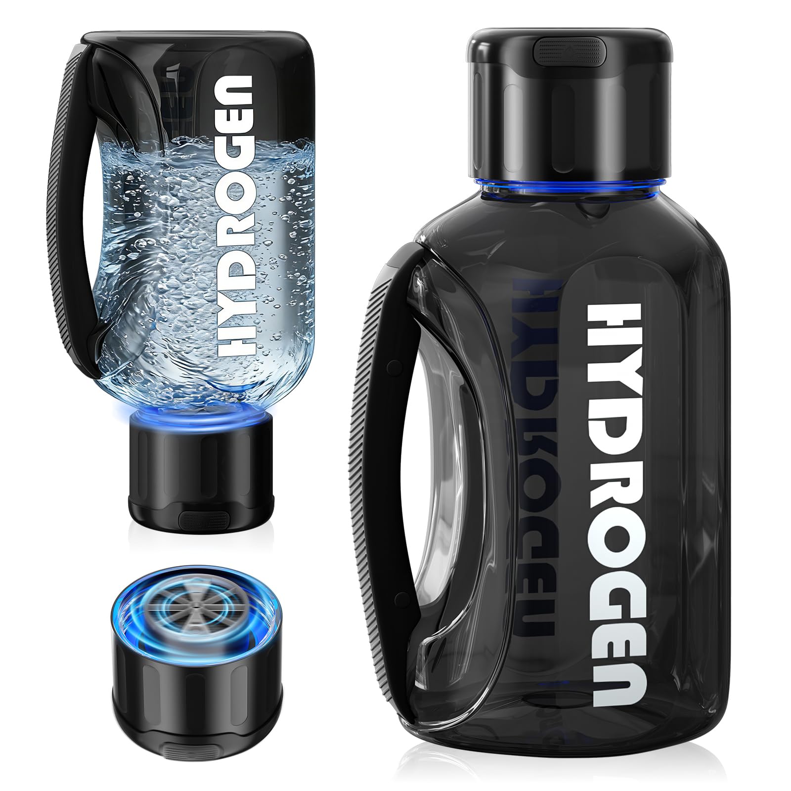 Bouteille d'eau hydrogène, générateur d'hydrogène 3000 PPB, électrolyse rapide à 6 minutes, portable Hydrogen Rich Water Maker avec technologie à 4 couches de membrane, sans BPA, 1200 ml pour