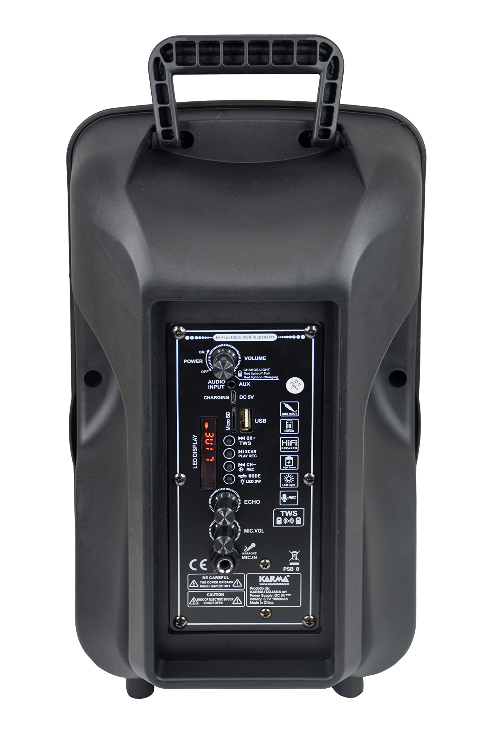 Karma Cassa Audio AMPLIFICATO PSB 8 300 Watt con RADIOMICROFONO