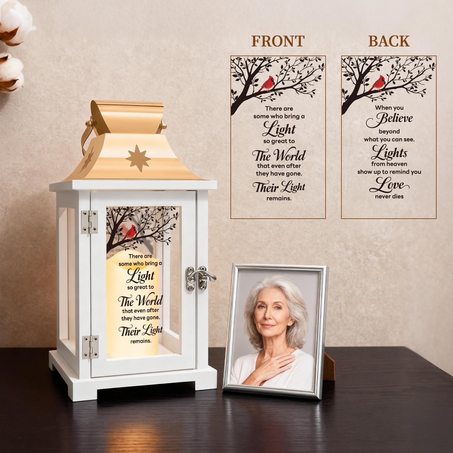 Memorial Lantern - Thoughtful Bereavement Gift for Loss of Loved One, Sympathy and Remembrance for Mother Father - Funeral Gift - There're Some Who Bring a Light
