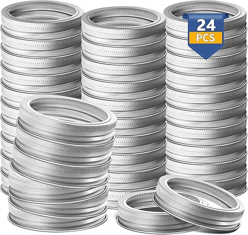 Anillos para conservas de boca ancha, 24 anillos para tarros de masón, sellos de boca ancha, anillos de tarro de conserva, bandas de metal de