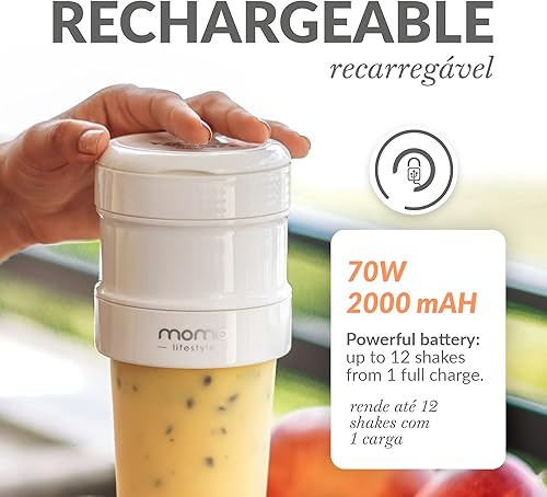 Miniatura 7 de Momo Lifestyle Licuadora portátil para batidos y licuados | Licuadora de viaje plegable, recargable, sin BPA