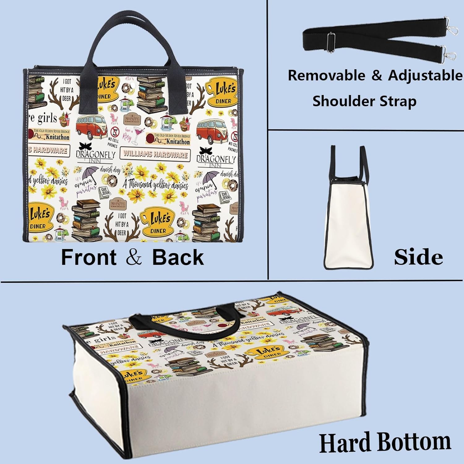 WZMPA Lorelai And Rory Fans Tote Bag TV Show Gifts Luke's Dinner Reusable Grocery Bag Lorelai And Rory Merchandise - Image 5