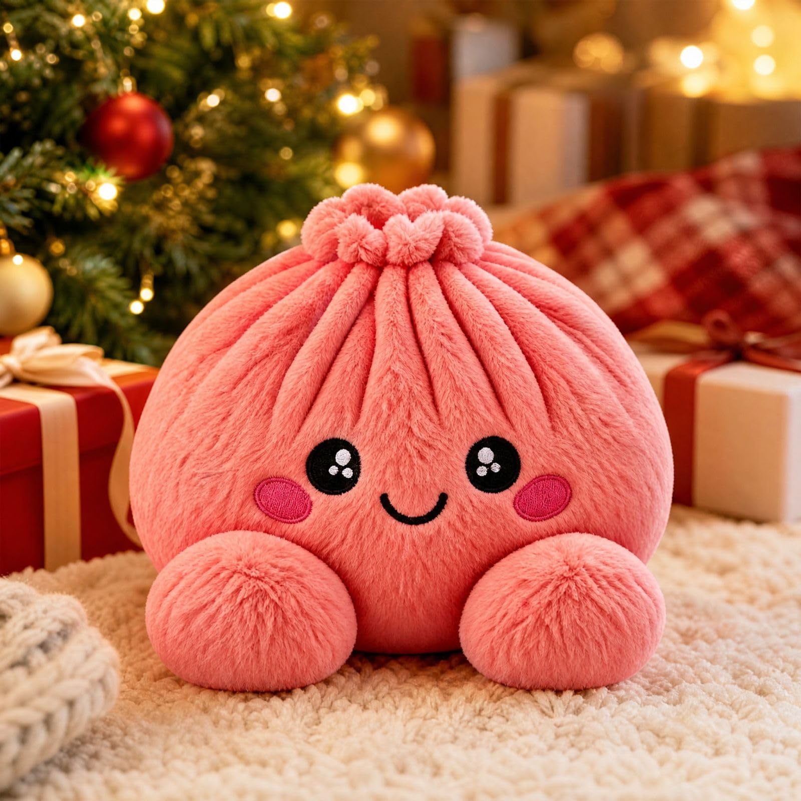 Filling Soft Dumpling Pillow,Cute Plush Stuffed Steamed Bun Pillow (1-Pink, 15cm)