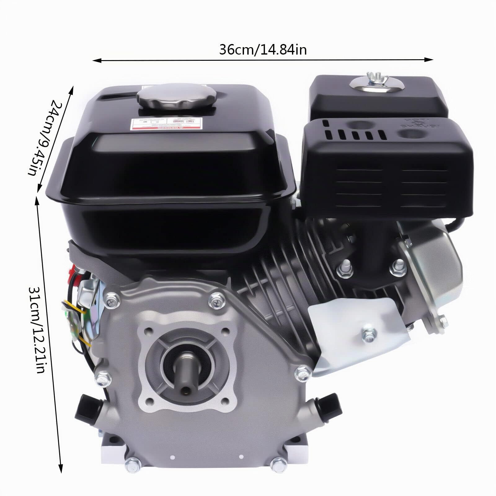 Motor de Gasolina 4 Tiempos 7,5 CV - Industrial de Pie Para Karts, Compresores y Más - Generador Portátil de Repuesto, Negro