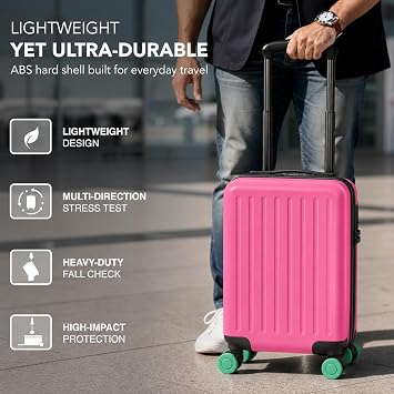 Suitcase - 40x30x20cm- Under-seat Cabin Case with Combi-Lock & Detachable Spinner Wheels Modern Lightweight ABS Trolley Cabin Case Ideal Hand Luggage (Black)