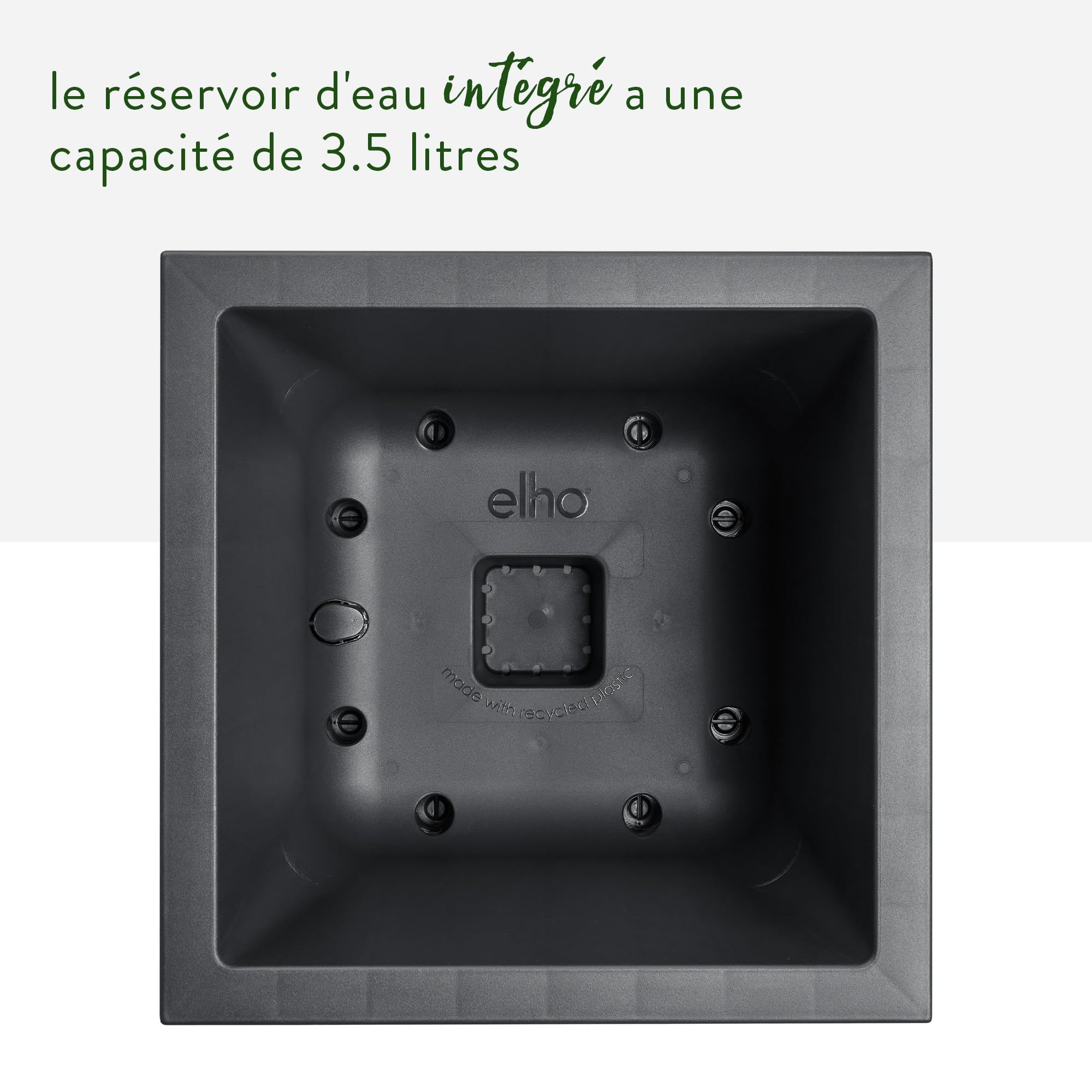 Elho Vivo Next Square 30cm Jardinière - Living Noir | L 29.5 x W 29.5 x H 29.5 cm | Convient pour une Utilisation Intérieure et Extérieure | Plastique 100% recyclé