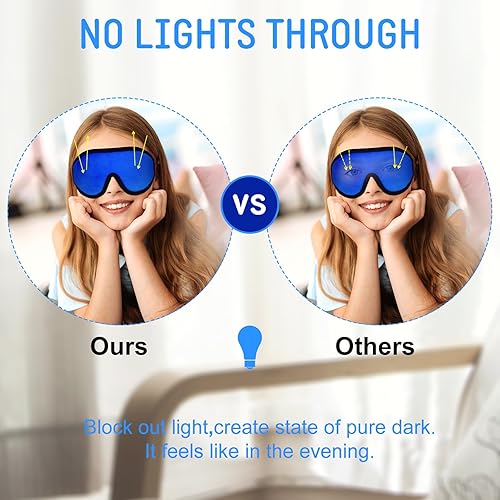 Miniatura 5 de 2 máscaras 3D para dormir para niños, máscara de ojos contorneada de espuma viscoelástica, cubierta de ojos para dormir de viaje con correa