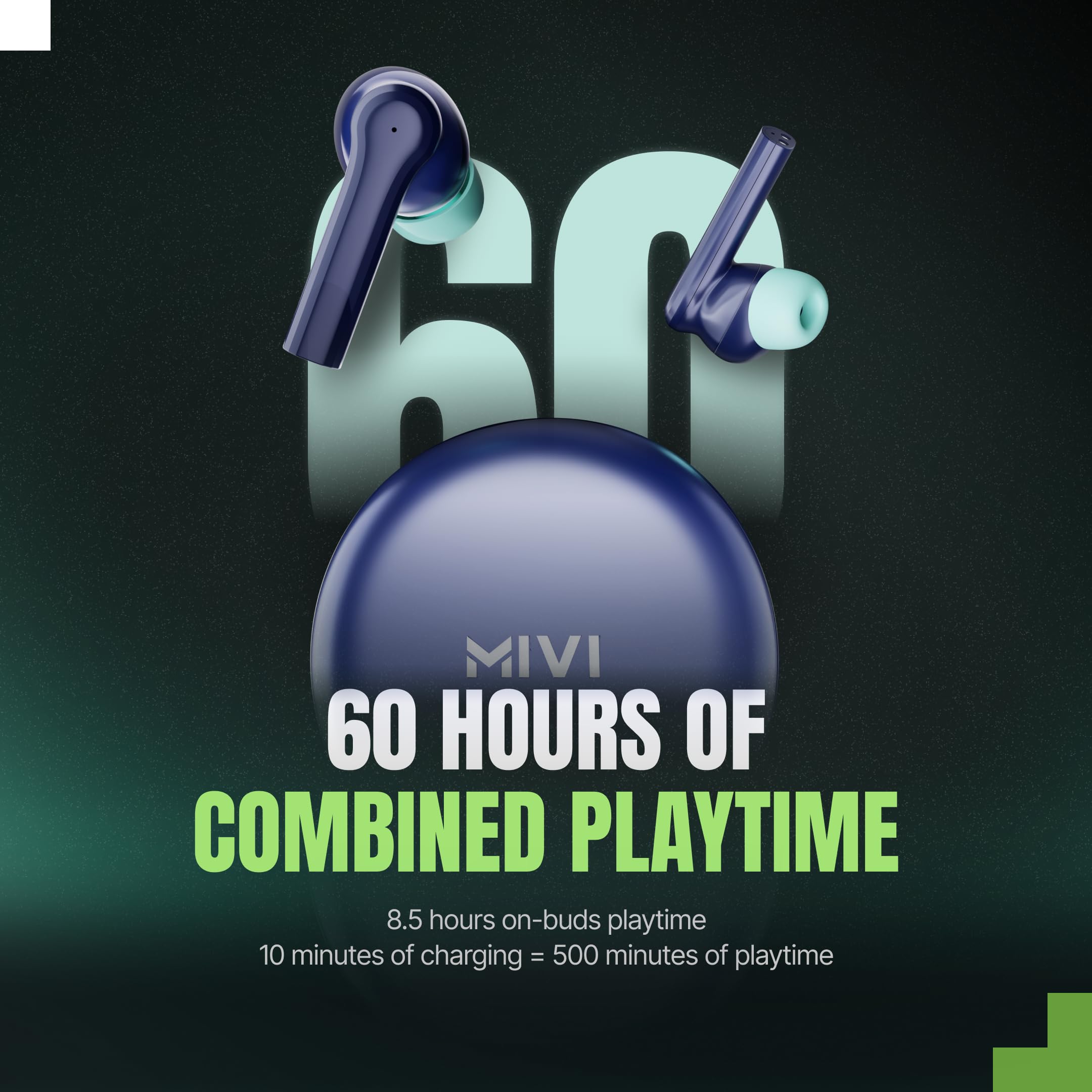 Mivi DuoPods Horizon TWS Earbuds - 60H Playtime -5