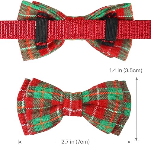 Vista 60 de Collar Joytale con corbatín y campana, lindos patrones de cuadros, 1 o 2 unidades de collares de seguridad para gato, Rojo