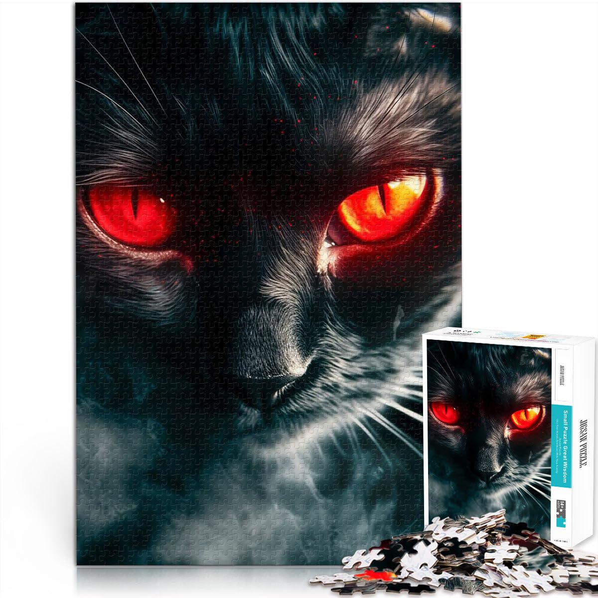 Adults 1000 Piece Jigsaw Puzzle Red Eyed Feline Stressabbau Schwierige Herausforderung Heimdekoration38x26cm — image 1