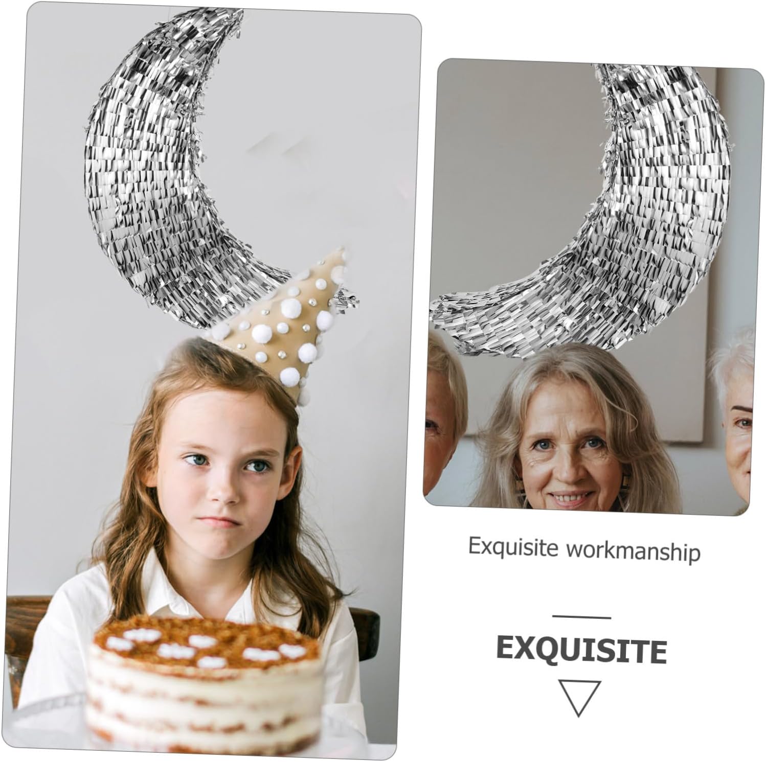 Silver Moon Shaped Party Pinata with Hollow Candy Holder Eye-catching Festival Decoration for Birthday Celebrations and Holiday Gatherings Large Pendant Prop for Fun Games and