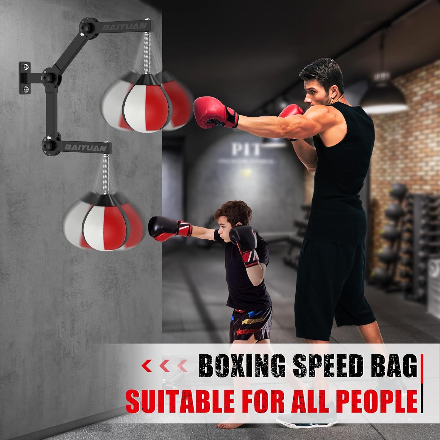 Adjustable Speed Bag for Boxing - Wall Mount Punching Bag Height Adjustable Bracket & Foldable Reflex Ball - Adults Teens and Kids Home Gym Boxing Bag Equipment - Fits Small Spaces - Image 5