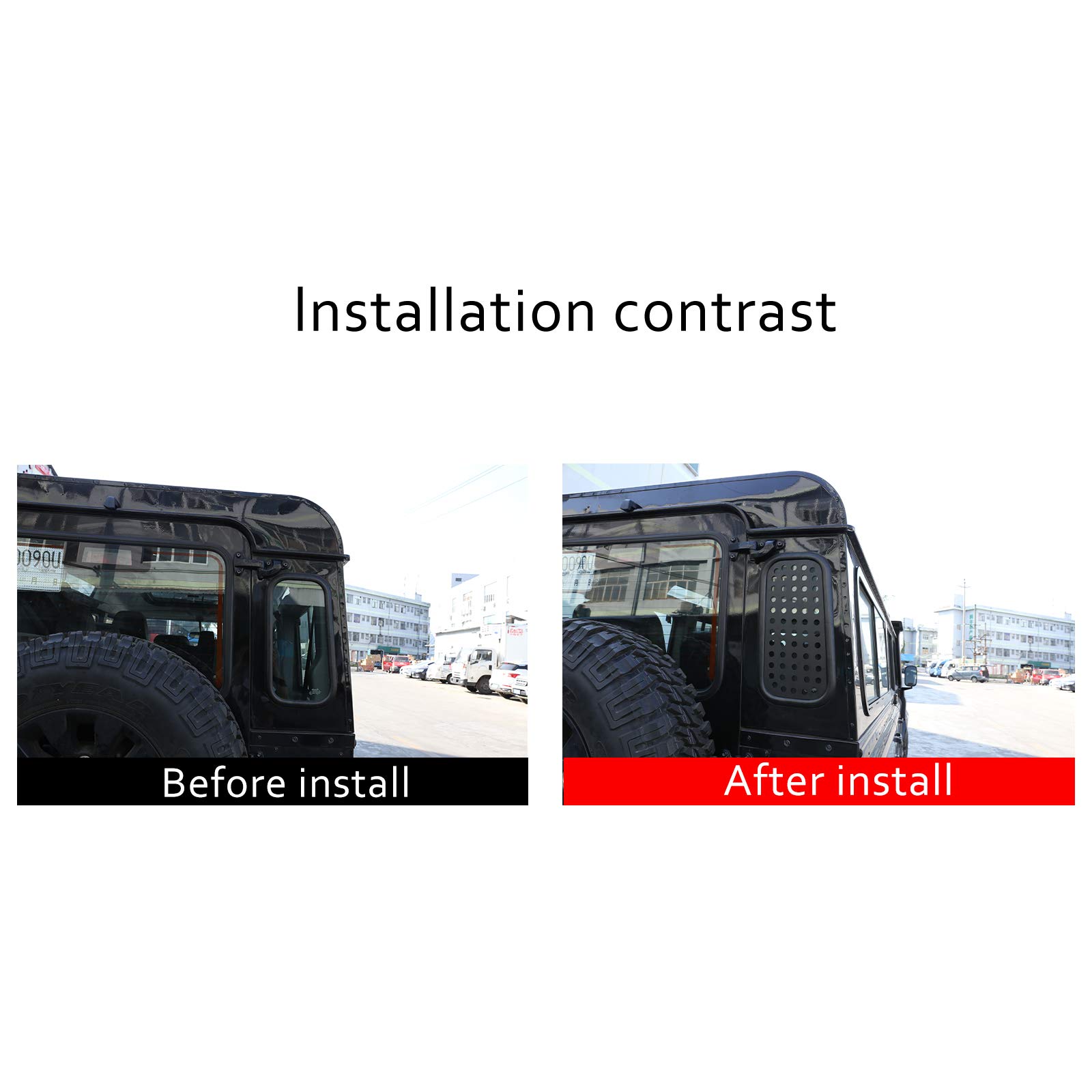 Per LR Defender 110 90 2004–2022, piastra protettiva vetri laterali, lega alluminio nero, accessori auto
