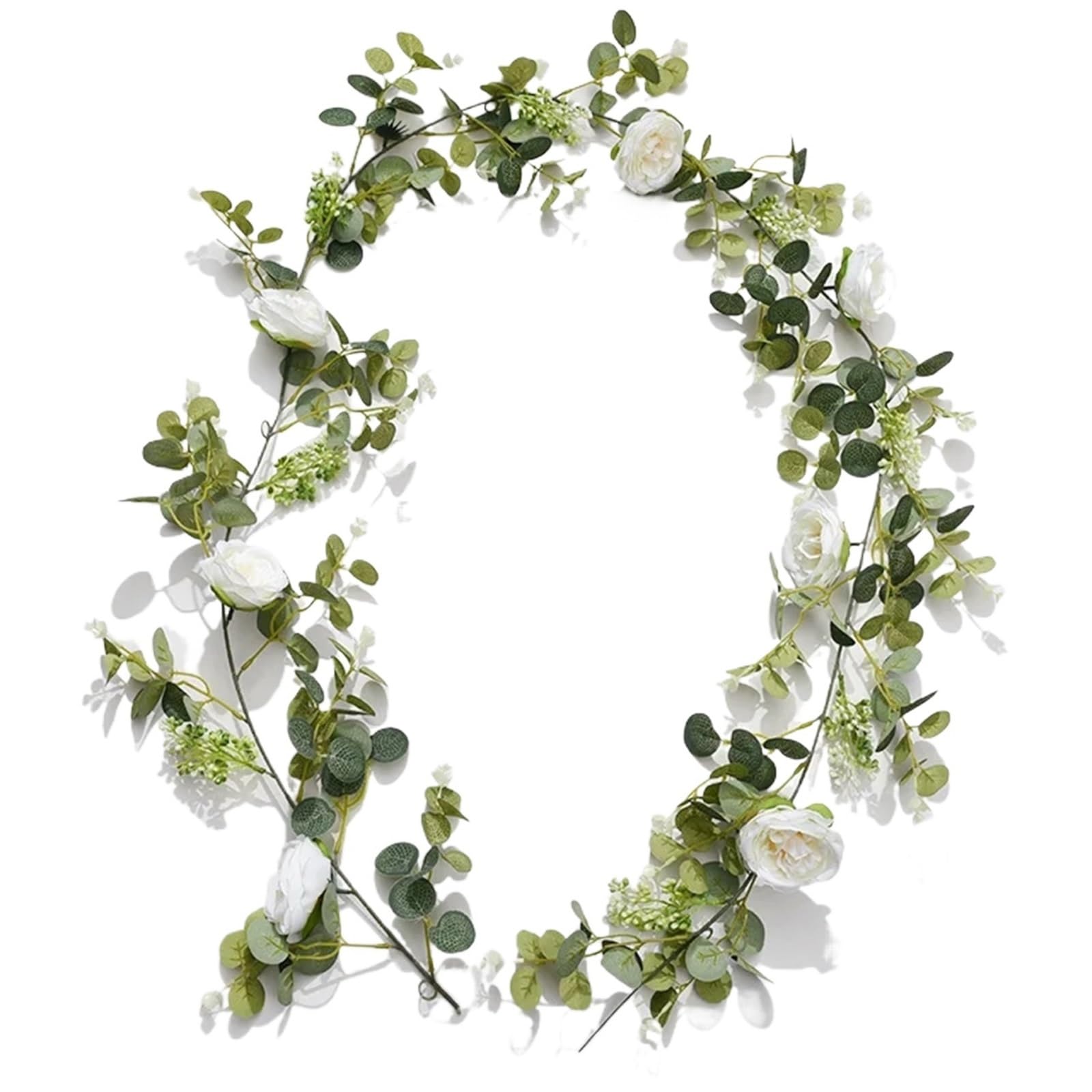 YDYAENIO Fake Rose Flower Hanging Vine 1pcs Artificial Flowers Garland Vintage Fake Flower Peony Rose Vine Greenery Decorative Wall Wedding Hanging Decor
