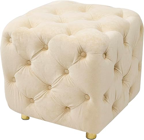 Miniatura 5 de NicBex Taburete otomano moderno tapizado de terciopelo, exquisita mesa auxiliar pequeña, taburete suave para pie, aderezo, maquillaje Chai para sala