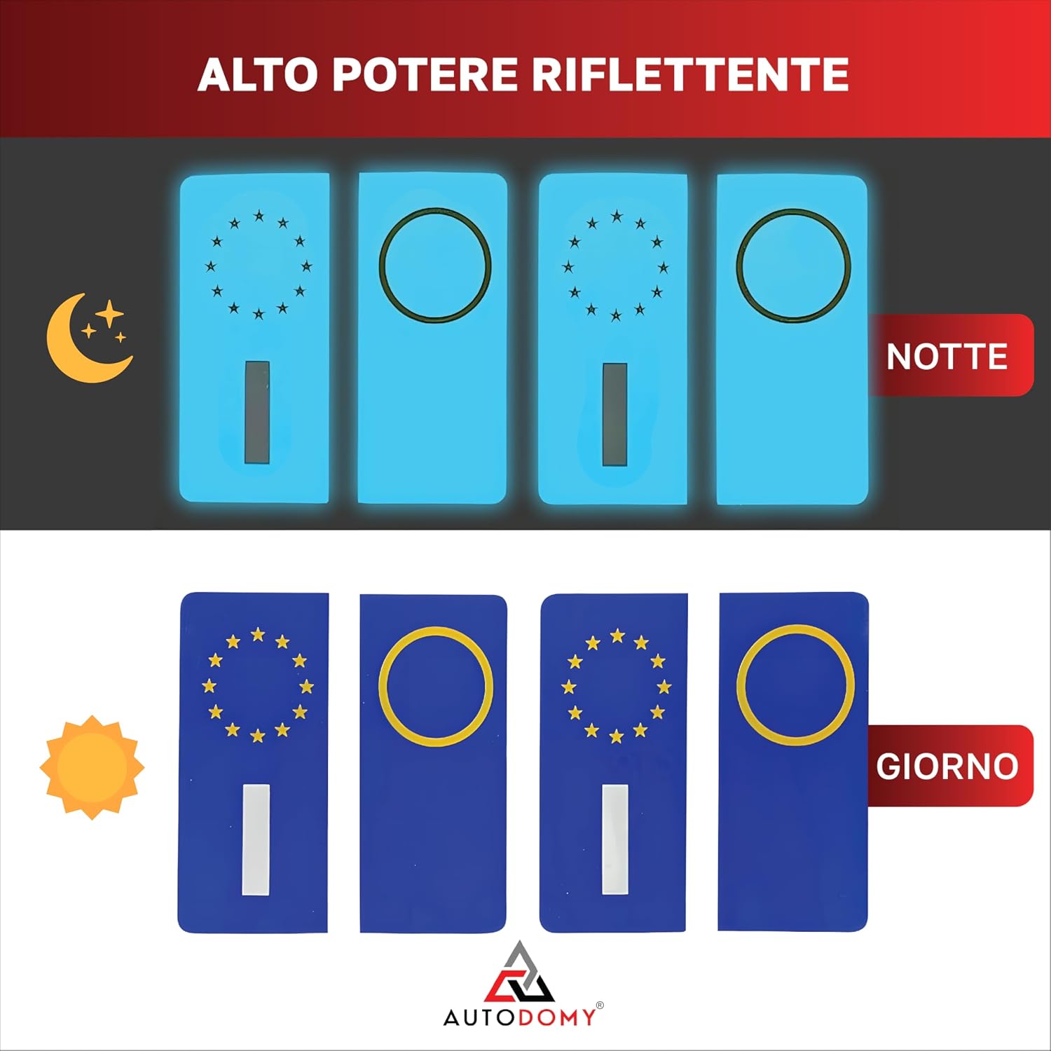 Autodomy Car License Plate Stickers Kit of 4 Pieces | Stickers Number Plate Covers and Reflective | 46 x 98 mm | Number Sticker Concealer Stickers License Plate | Stickers Number Plates Car Italy image 5