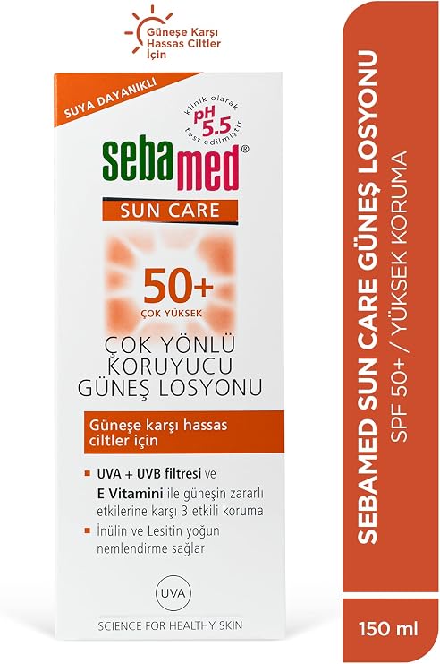 Sebamed Sun Care SPF 50+ UVA/UVB Filter and Vitamin E Triple High Protection Omnidirectional Solar Lotion 150 ml