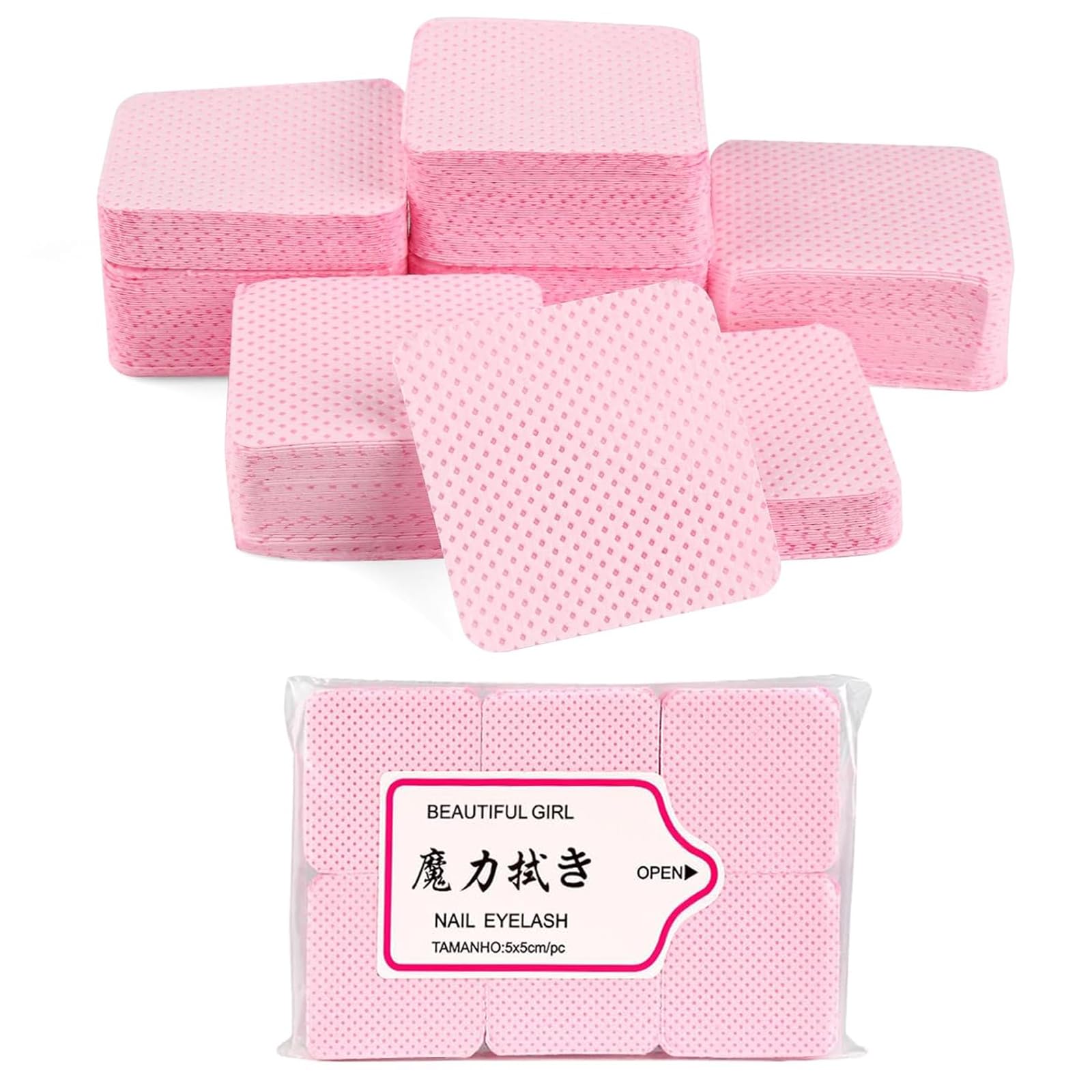 300 Pezzi Pad Senza Pelucchi per unghie in Cellulosa Quadrate, Salviette per Unghie, Unghie Rimozione Pulizia Pads per Rimuovere Smalto e Gel per unghie fai da te e saloni (Rosa)
