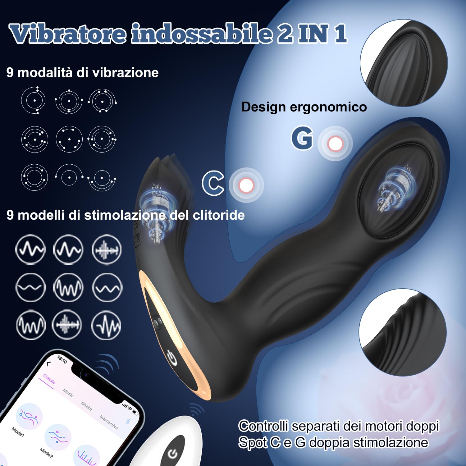 Vibratore Plug Anale-Dilatatore Donna Vibratoreper Donna Professionale Clitoride Vibratori Squirting con Telecomando App da telefono Sex Toys Prostata Vibratore per Uomo Sexytoysys Coppia (Nero Blu)