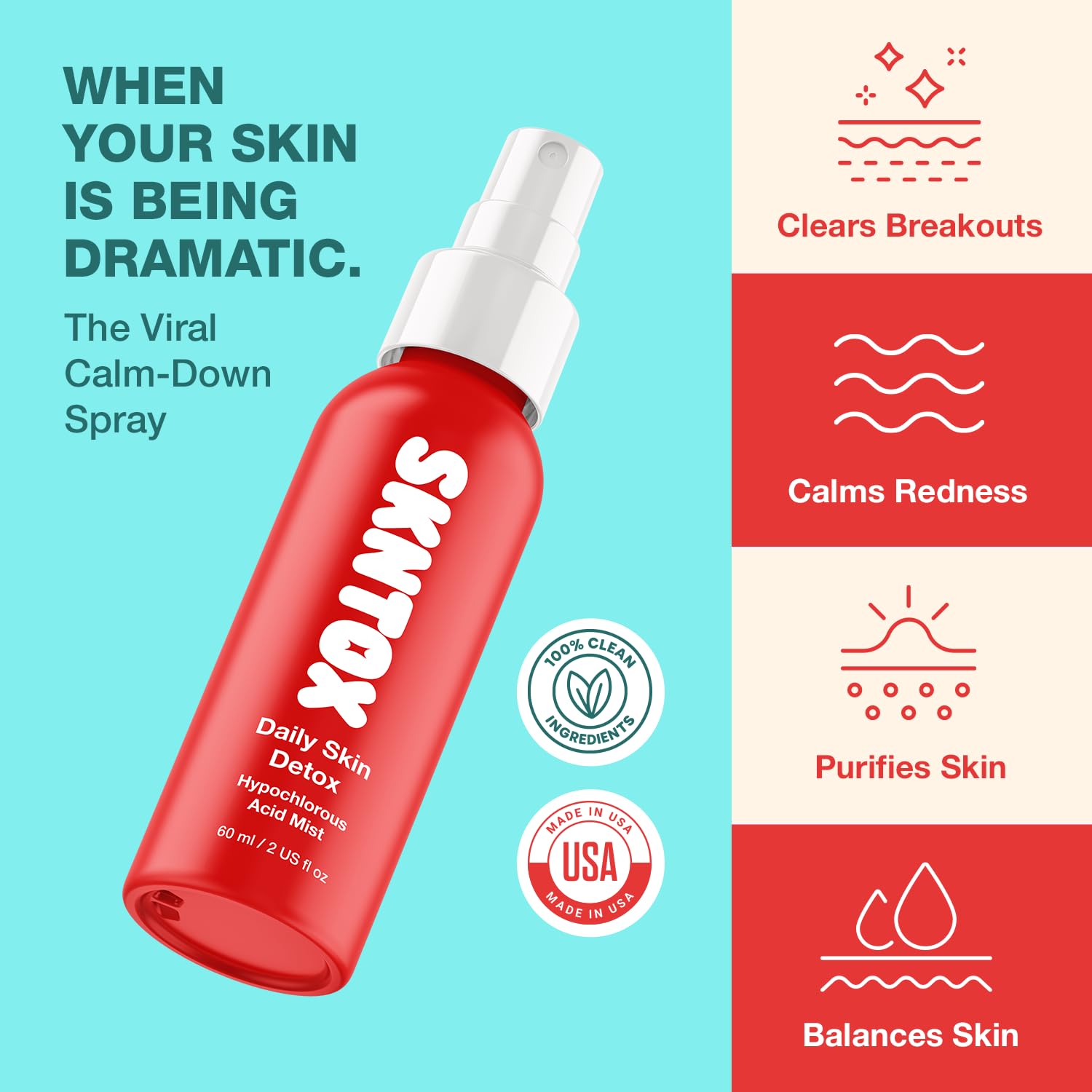Hypochlorous Acid Facial Mist for Sensitive, Redness-Prone Skin, Fragrance-Free, 3-Ingredient Formula, Made in USA, 2 Fl Oz
