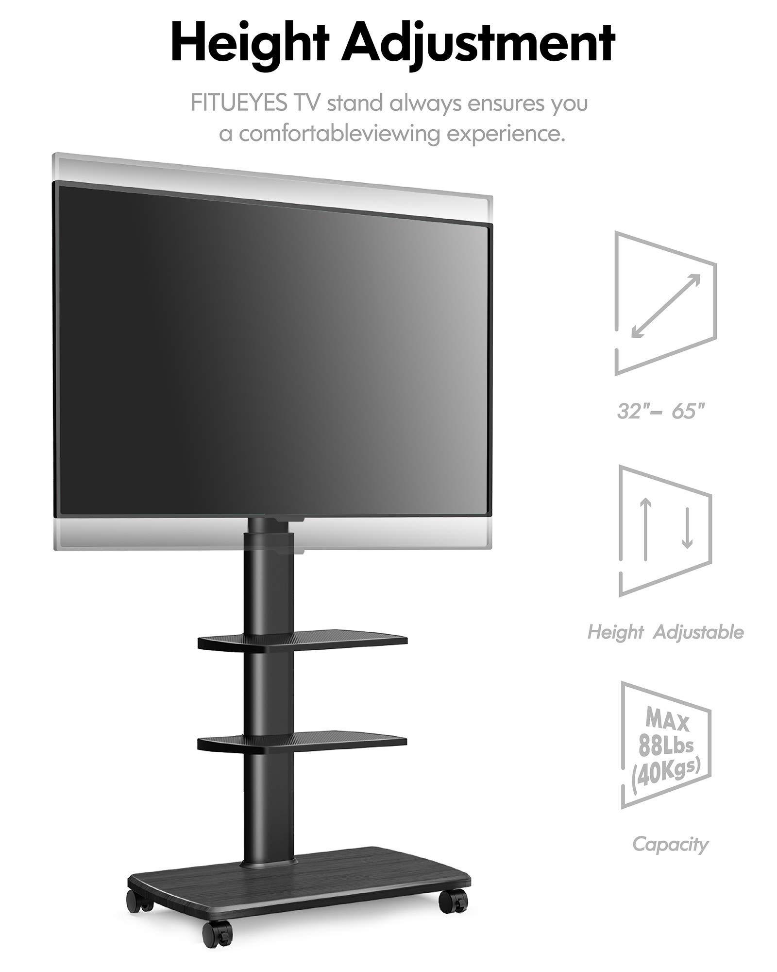 Buy FITUEYES TV Cart Mobile TV Stand Trolley for up to 65” TV Swivel