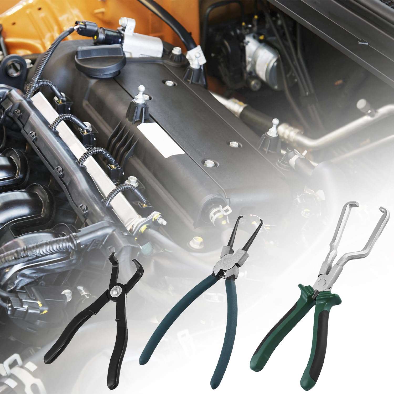 QWORK® 3 Pièces Pinces pour Conduites de Carburant, 9 Pouces Collier Durite Essence, Clip de Serrage pour Voiture