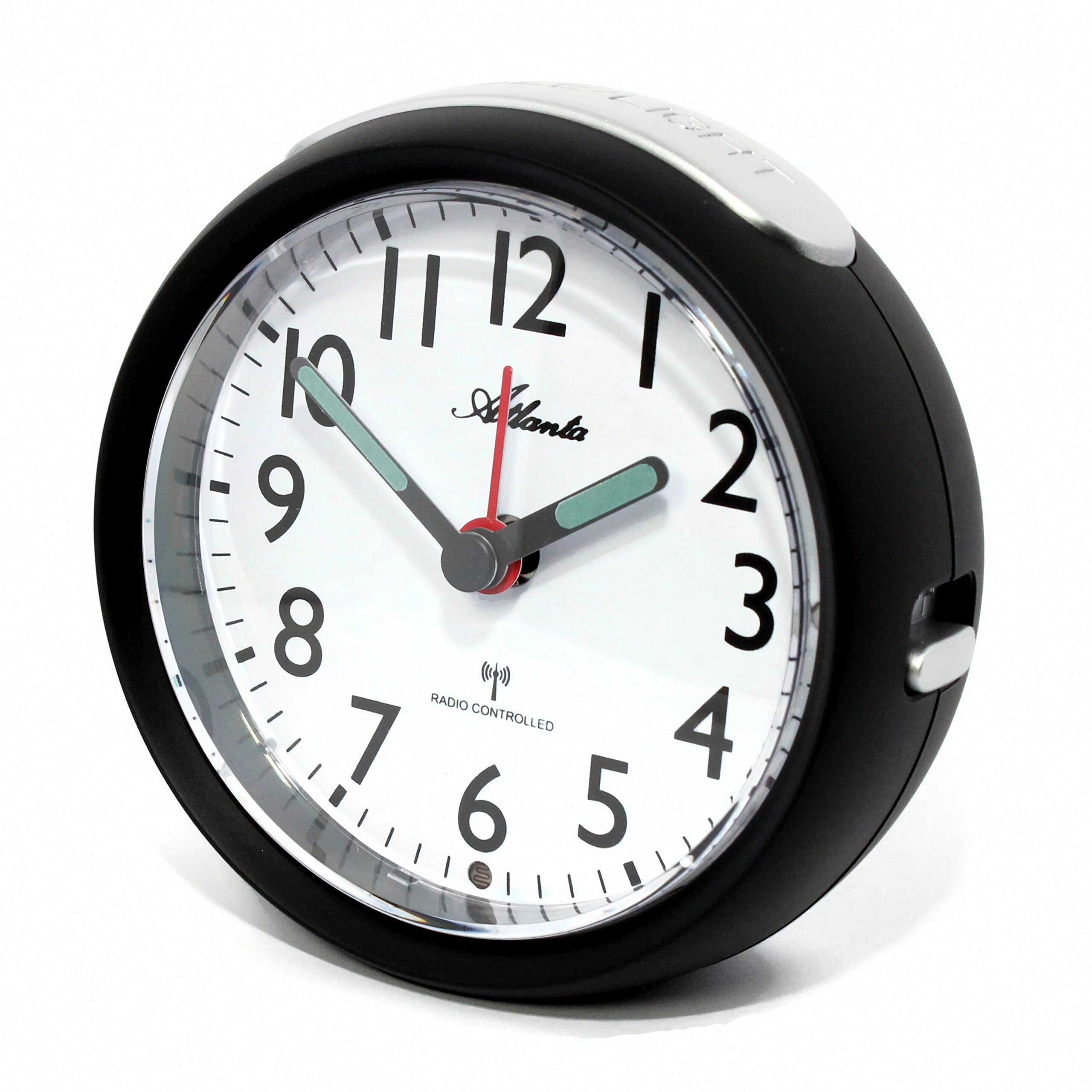 Atlanta Funkwecker ohne Ticken mit Nachtlicht Analog Schwarz - 1850-7