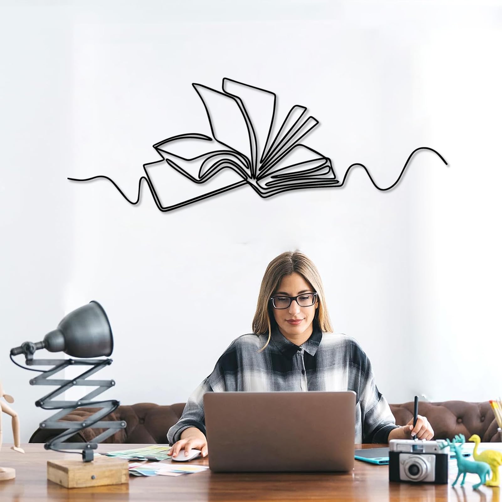 Amazon.com: SZI Book Metal Wall Art, Line Art Book Wall Decor