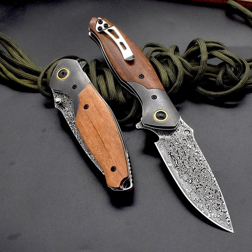 Klappmesser Damaszener geschmiedet taschenmesser Dalbergia Aus Damaststahl Scharfe, Damaskus Geschmiedet Stahl klinge Messer, EDC Messer Outdoor, Damast messer neck knife, klein einhandmesser survival