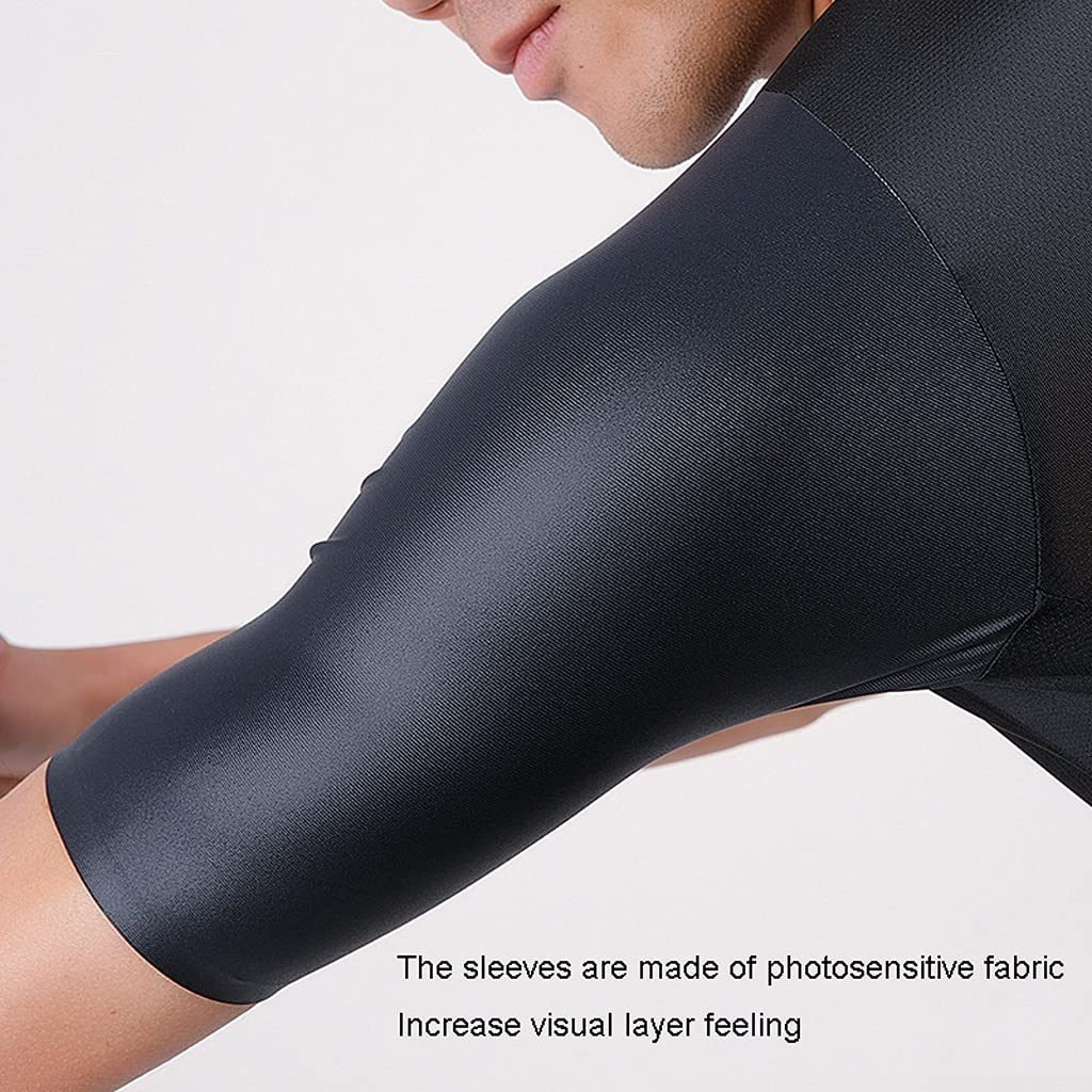 Męska odzież kolarska Męska jazda na rowerze Triathlon Jersey Bike Elastyczność Oddychająca Szybka sucha koszula rowerowa z krótkim rękawem, czarna Męskie koszulki kolarskie(S)
