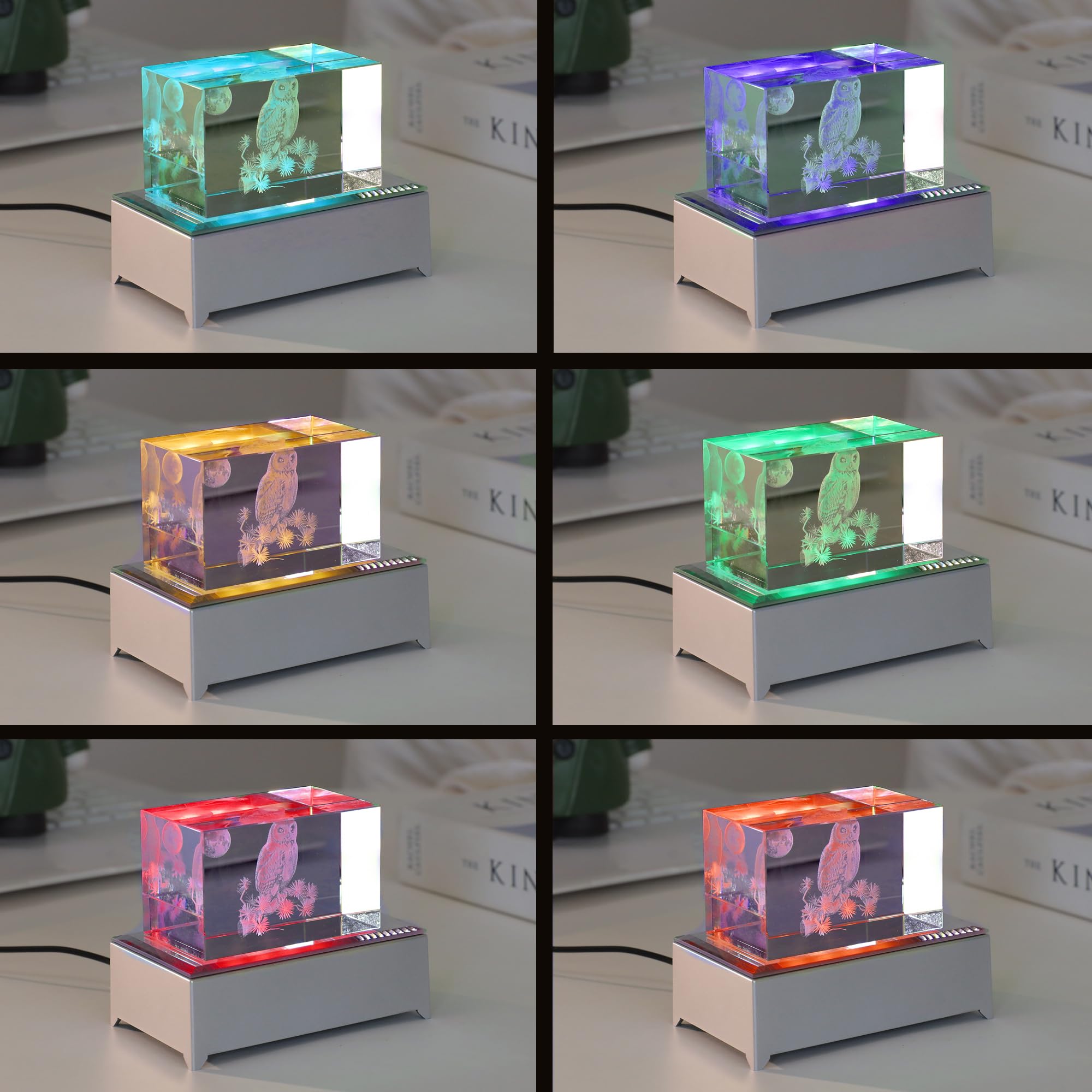 IFOLAINA LED Light Base Multicolor Crystal Light Pedestal Color Show Stand Holiday Party Decoration Lighted Display Plate with Flat Top Surface for 3D Glass Art - Rectangle