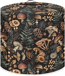 Suobstales Mushroom Leaf Print Pressure Cooker Cover for 8 Quart Instant Pottain Washable Round Protective Cover Resistant Electric Appliance Cover with Front Pocket, L