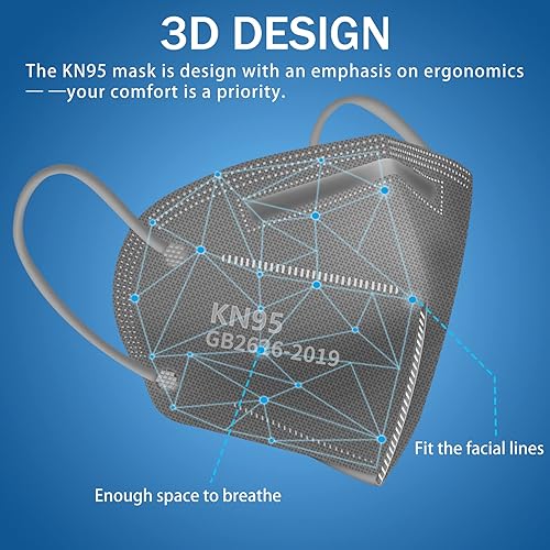 Miniatura 40 de Hotodeal KN95 - Mascarilla facial de 40 unidades, negro KN95, máscara antipolvo de 5 capas, para hombres, mujeres, trabajadores