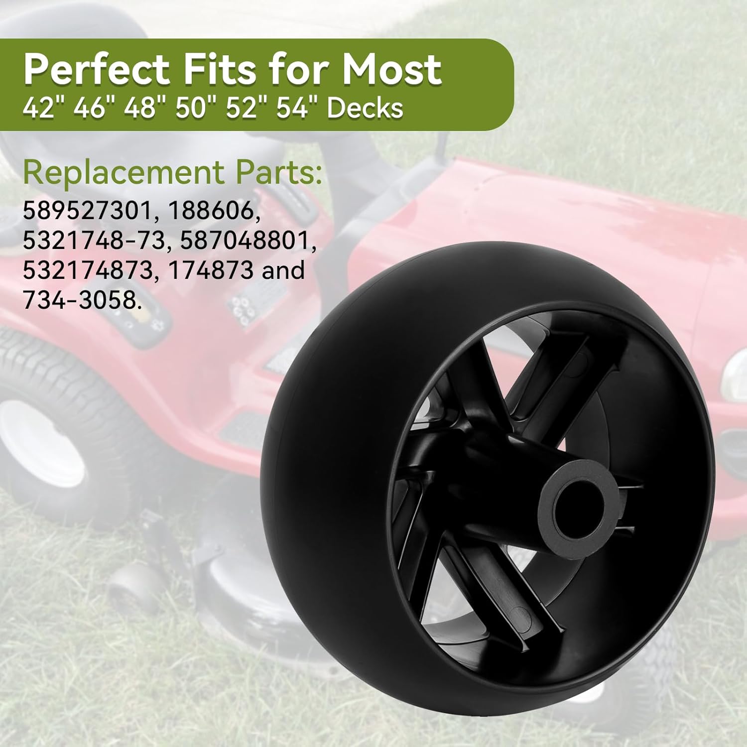 Deck Wheels 589527301 532133957 Fit 42" 46'' 48'' 50" 52'' 54" Decks, Compaible with Hus qvarna LGT2554-Wheel Gauge Rally 532174873 734-3058 Compatible with Cub Cad et MTD Craftsman Pou lan