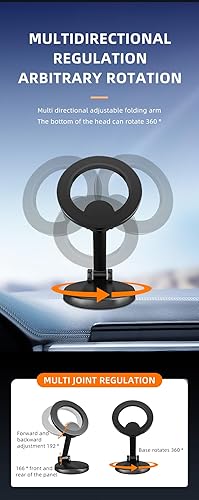 Miniatura 3 de Soporte magnético para teléfono de aleación de automóvil plegable y magnético 8 imanes súper fuertes Rotación de 360, soporte magnético para