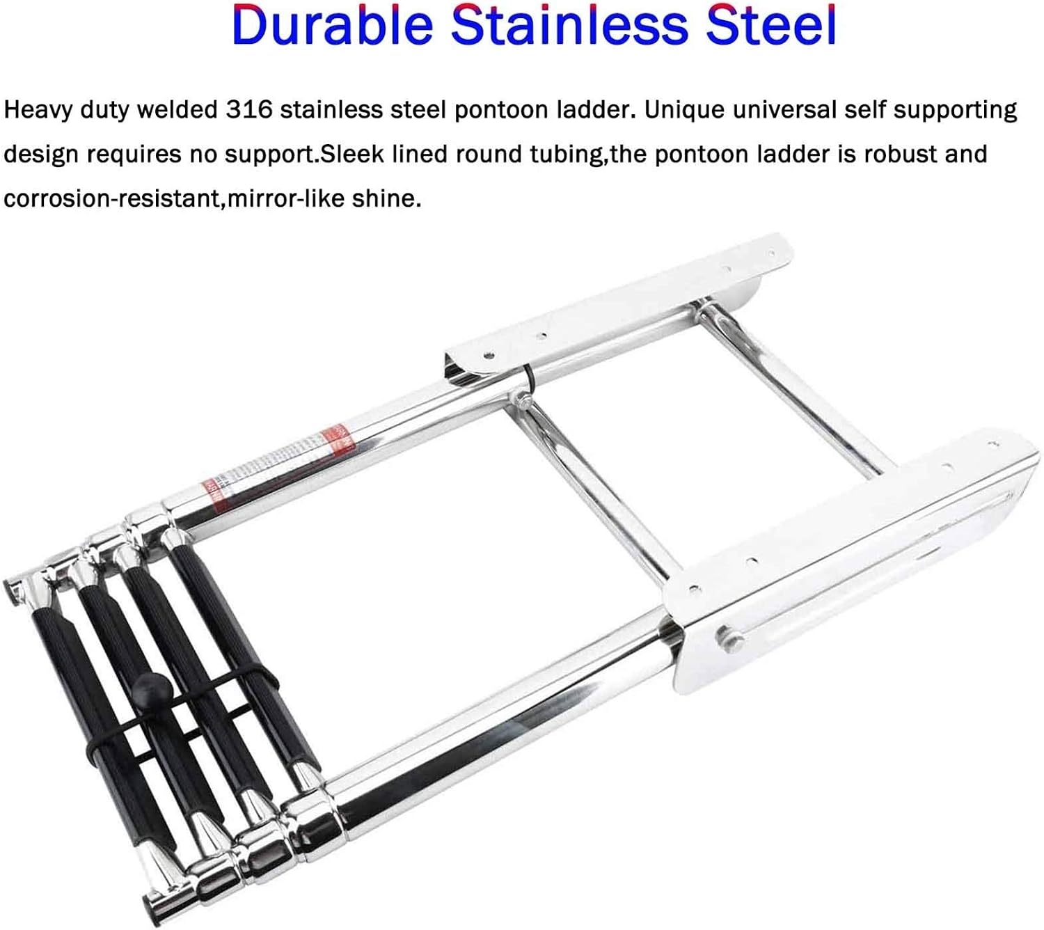 Foldable Platform Slide Mount Boat Boarding Ladder for Pontoon, Yacht, Swimming Pool, Outboard & Boat Dock - Stainless Steel, Load 150kg (Size : 4-Step)