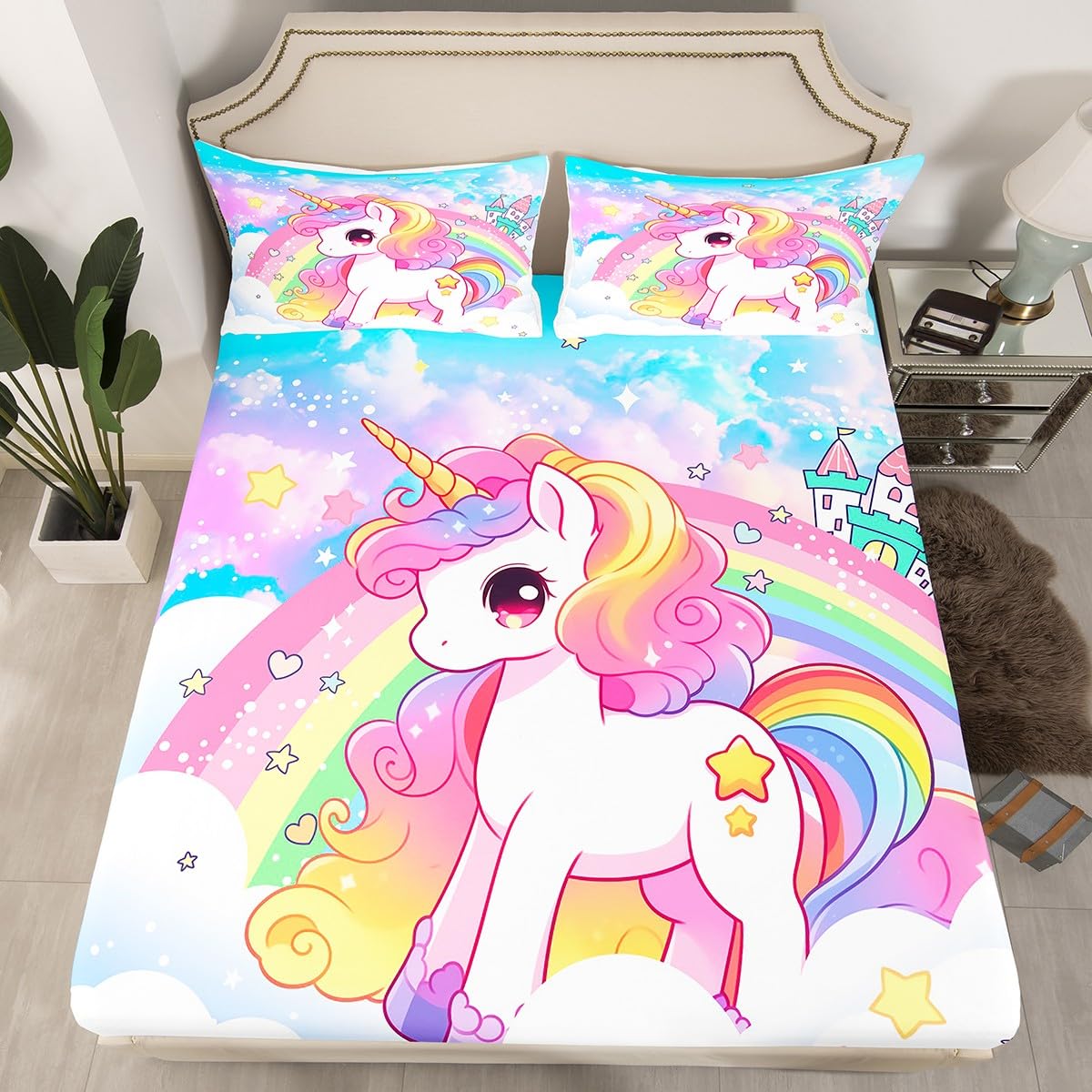 Drap-housse licorne mignon, le cadeau de lit idéal pour fille