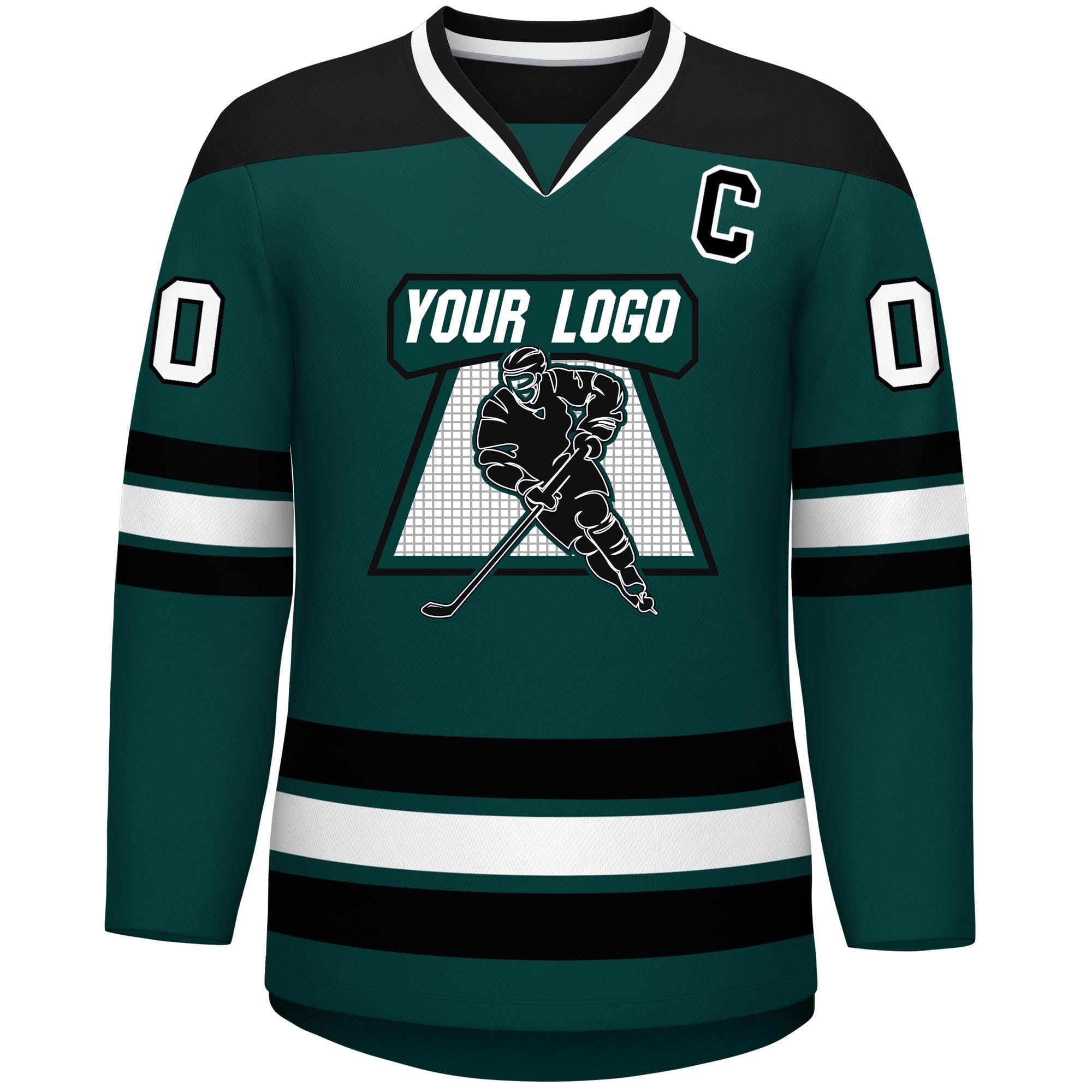 Custom Hockey Jersey Stitched or Printed Name Number V-Neck Athletic Jersey