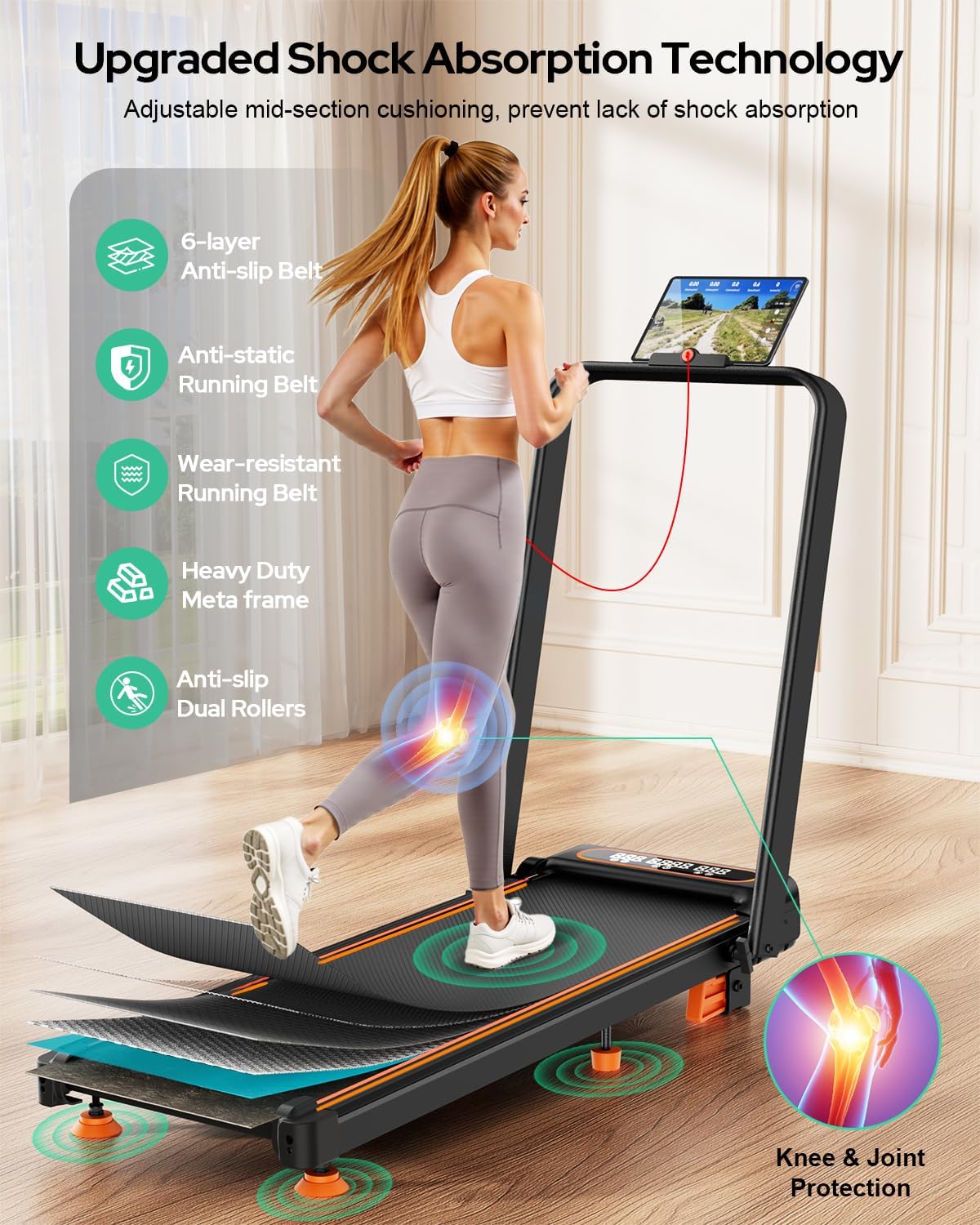 Walking Pad with 10% Incline & Handle Bar, Low Noise Walking Pad Treadmill for Home Small, Upgrade 3.5HP Treadmill with Incline, 4 in 1 Portable Compact Walking Pad with Incline/APP 350lbs