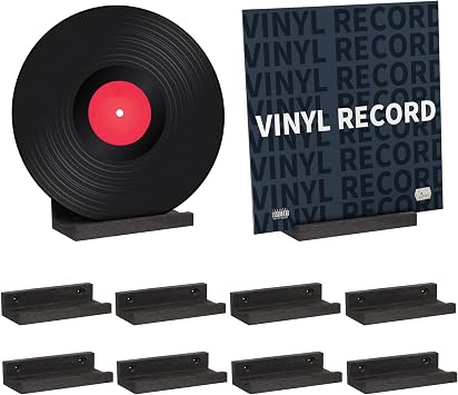 10 Pack Black Wood Vinyl Record Wall Mount