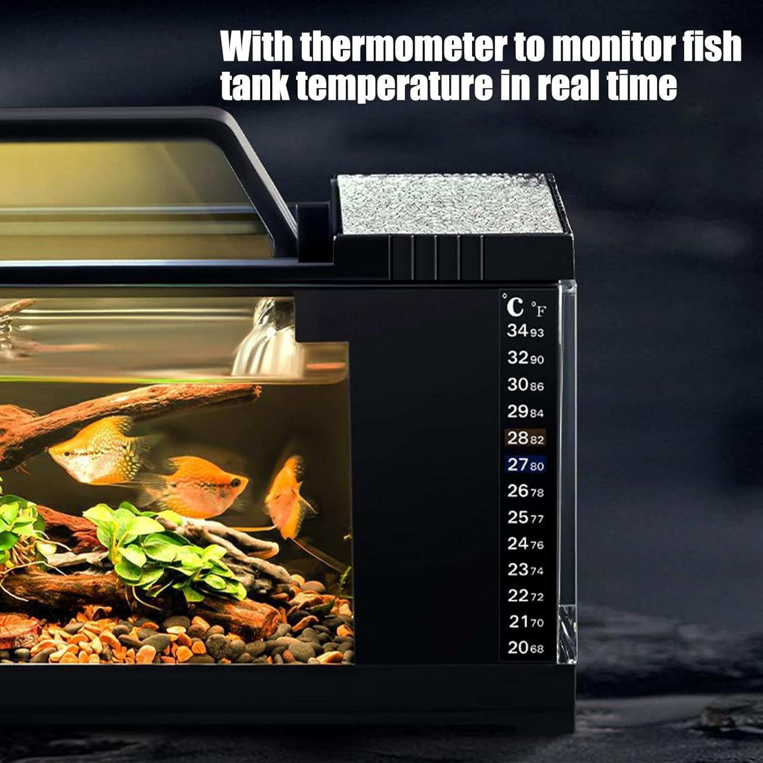 Betta Fish Tank | Aquarium Tank with LED Lighting and Filter,Smart Small Fish Tanks with Quiet Pump, Temperature Monitoring for Betta Guppy Shrimp Jellyfish