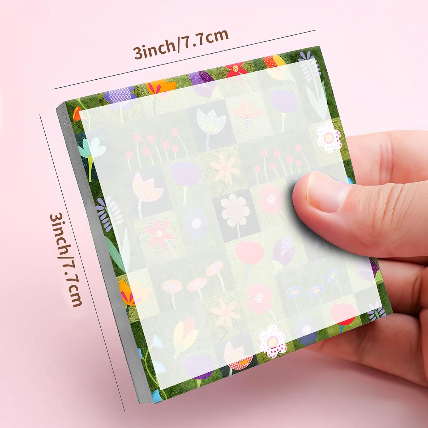 Sticky Notes 3x3 Inches, Cute Self-Stick Pads, Funny Self-Sticky Note Pads for Office, Home, Organization Colorful Wildflower Plaid image 5