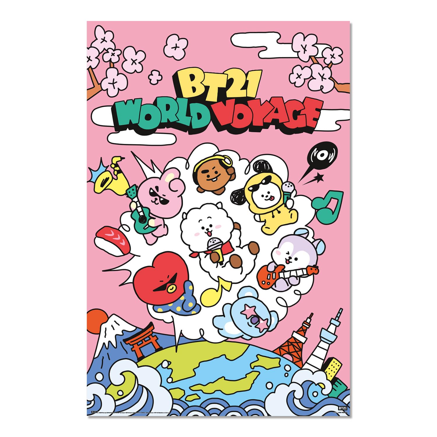 Grupo Erik BT21 World Voyage Poster - 36 x 24 in / 91.5 x 61 cm, Gifts