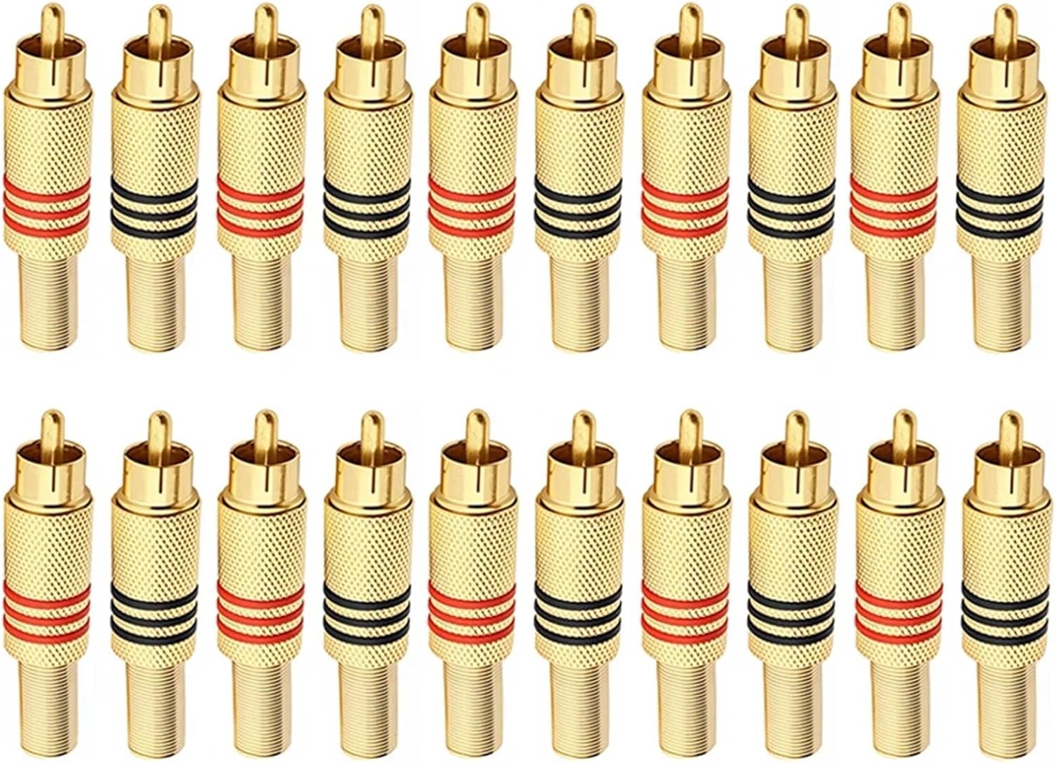 HIVJEEDYH 4/20PCS Gold Plated Connector Red Black Metal Spring Connector Male Jack AV Plugs(4pcs)